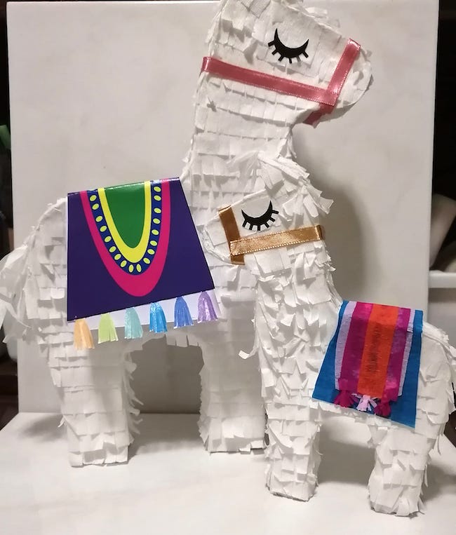 Llama pinatas made by Alta