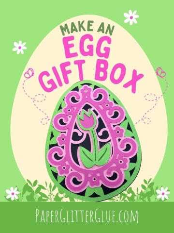 Easter egg candy box on green background