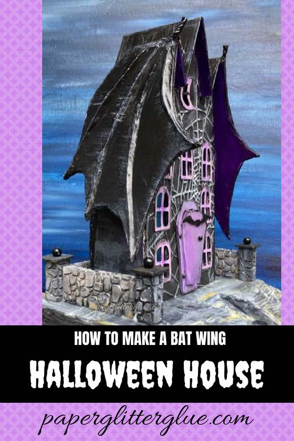 How to make this cool Bat wing Halloween house out of paper and cardboard #halloweenhouse #putzhouse #halloween #papercraft