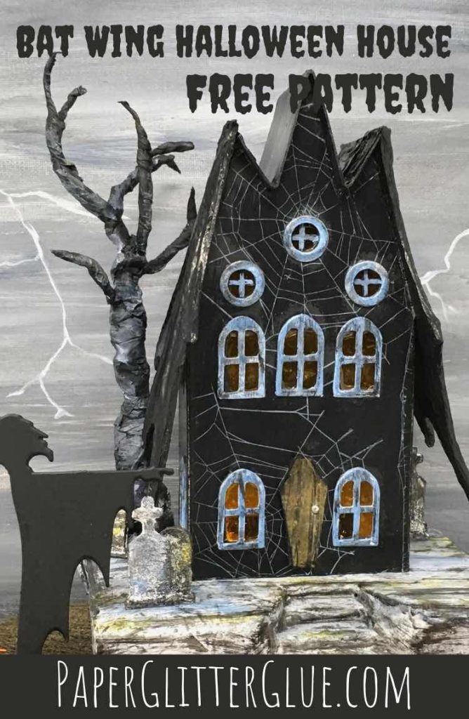 Make a cardboard Bat Wing Halloween House