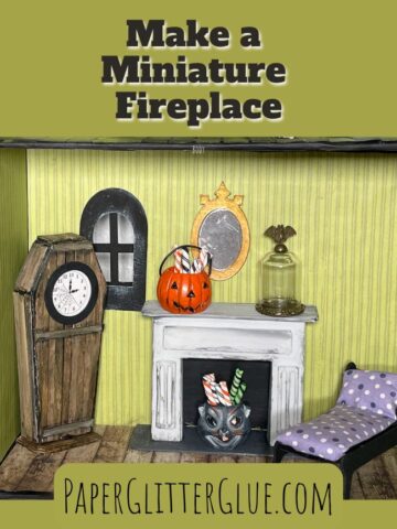 Miniature fireplace in dollhouse