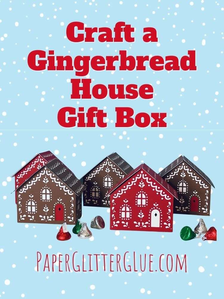 5 gingerbread house gift boxes in red and brown