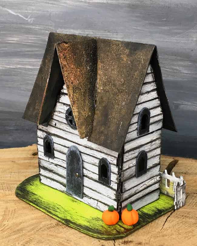 Middle Gable Paper Halloween House crackle paint siding