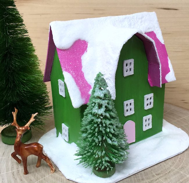 Mini Paper Christmas House Barn Front