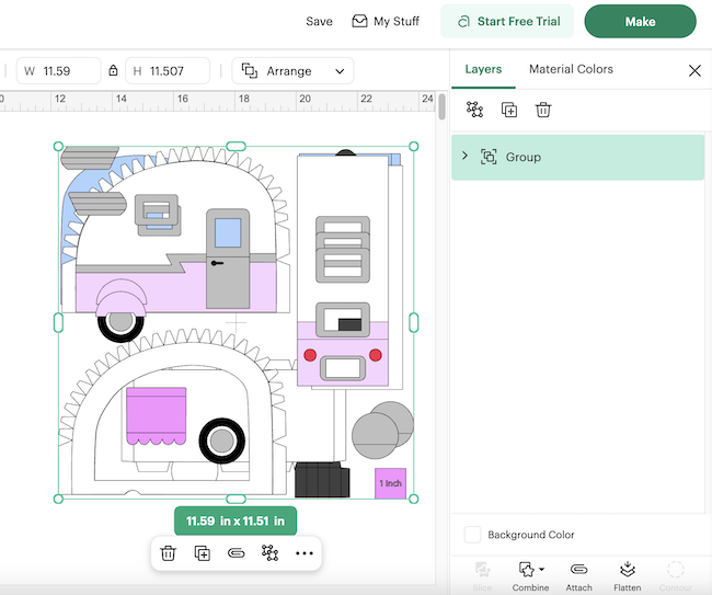 Mini travel trailer uploaded to Cricut Design Space