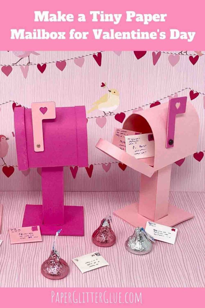 Miniature-Pink-paper-Mailbox-with hearts-Valentines-Day