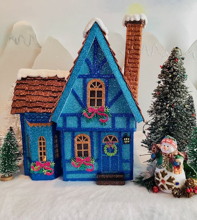 Blue Miniature Christmas Alpine house