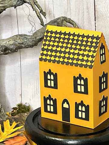 Orange Haunted Cottage gift box on display