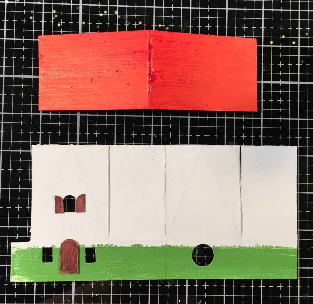 Paint your cut out Swiss Chalet miniature house now before you glue the house together.