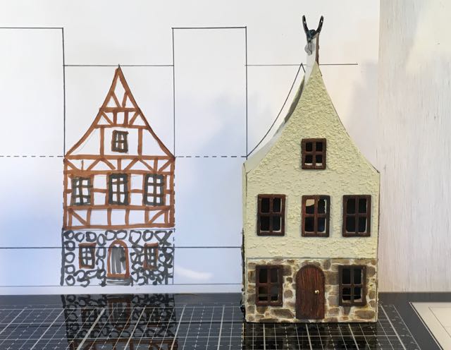 German Half-Timbered Paper House in progress #putzhouse #paperhouse #glitterhouse #papercraft