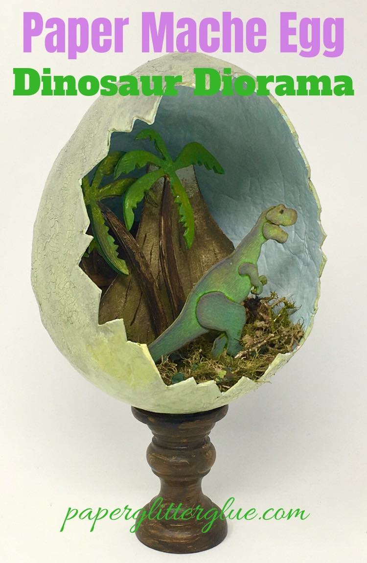 Paper Mache Egg dinosaur diorama
