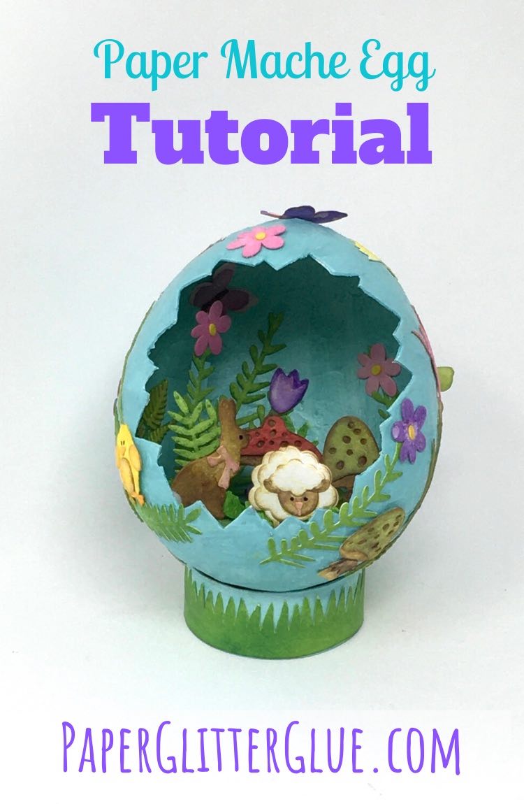 Paper Mache Egg tutorial diorama for Easter