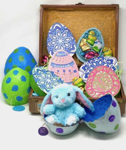 Paper mache surprise egg with mandala Easter egg boxes