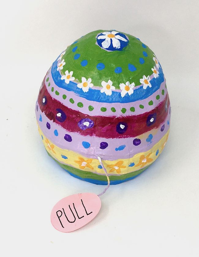 Primitive painted paper mache egg