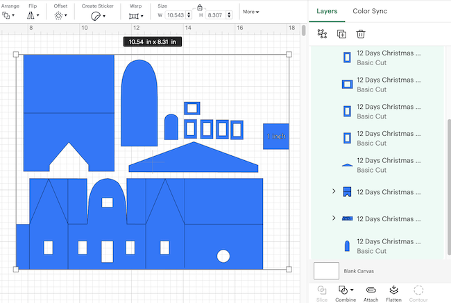 Pattern for round arch house in Cricut Design Space