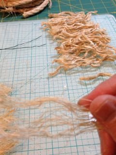 Separate smaller rope segments into strands of fibers