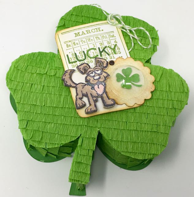 Shamrock candy box with lucky clover tag DIY pattern to make