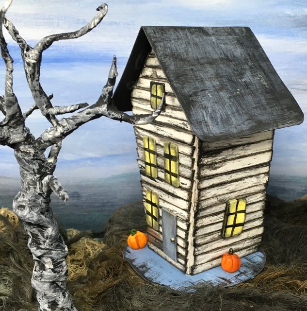 Side Crooked Halloween Paper House #halloweenhouse #halloweendiy