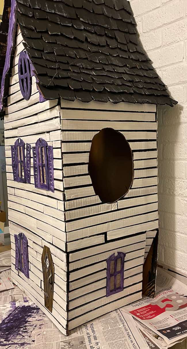 Make a Cardboard House Costume for Halloween Fun - Paper Glitter Glue