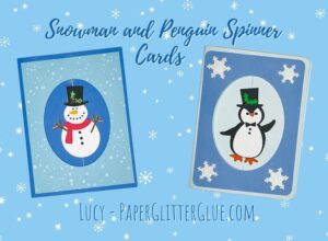 Snowman and Penguin Spinner Card snow background