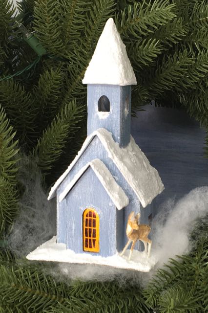 Snowy Church paper church for 12 Houses for Christmas