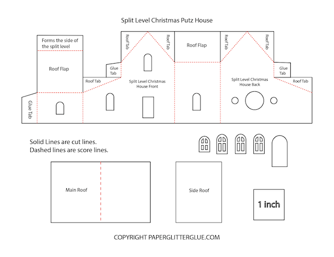 Split level Christmas Putz house printable file