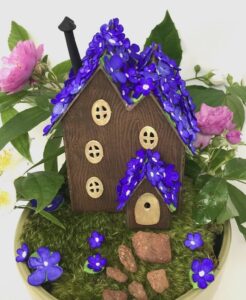 Spring Blossom Fairy House purple violets