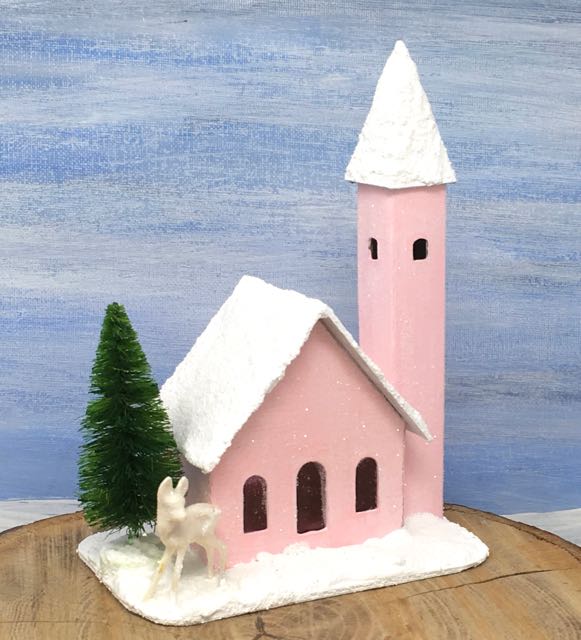 Spun Sugar Church putz house Christmas village
