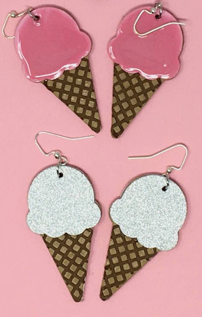 Make Ice Cream Cone Earrings Paper Glitter Glue