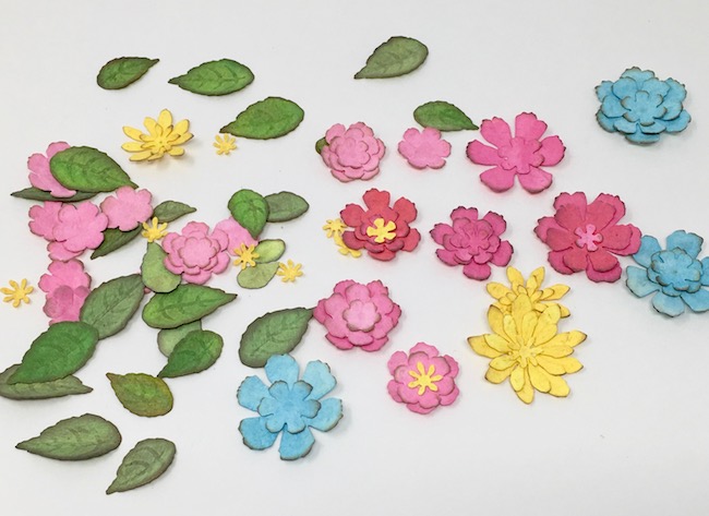 Tattered floral flowers for Easter Bunny decoration