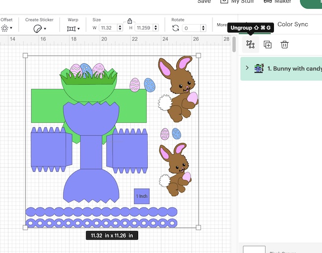 Bunny candy basket design ungroup button
