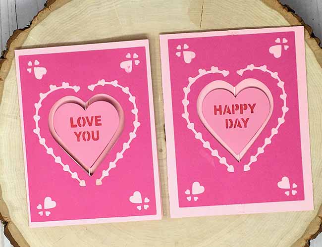 Valentine heart spinner cards