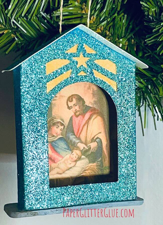 Vintage Christmas ornament with nativity scene