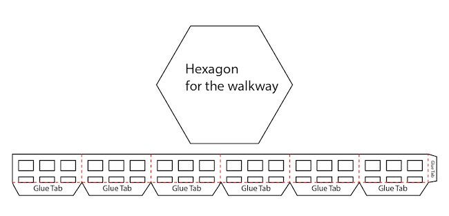 Windmill walkway pattern with hexagon