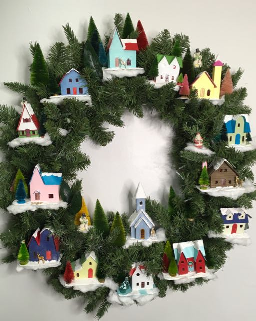 Winter Wonderland Village wreath for Christmas 