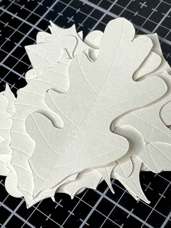 card stock paper leaves debossed and cut by Cricut Maker