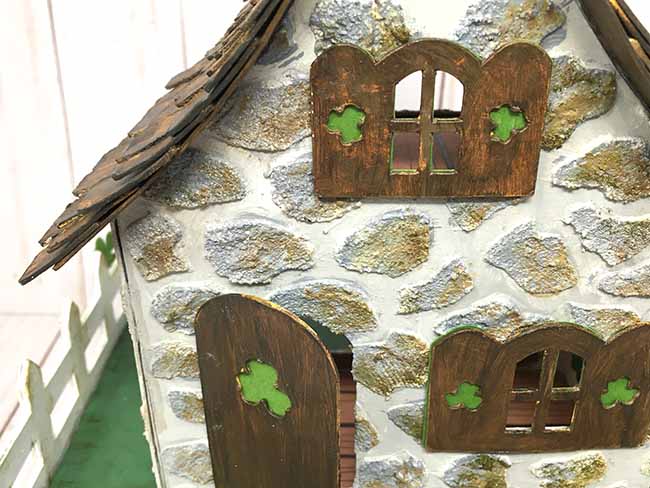Miniature Leprechaun house with stone texture