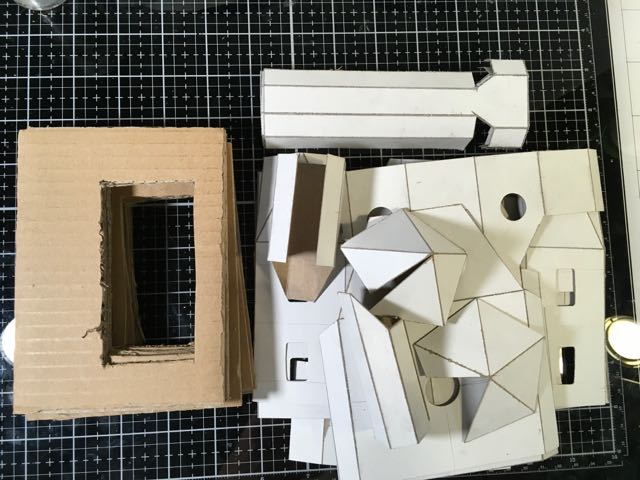 Cut cardboard pattern pieces for Haunted Schoolhouse #paperhouse #papercrafts