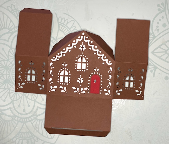 gingerbread house with front background piece