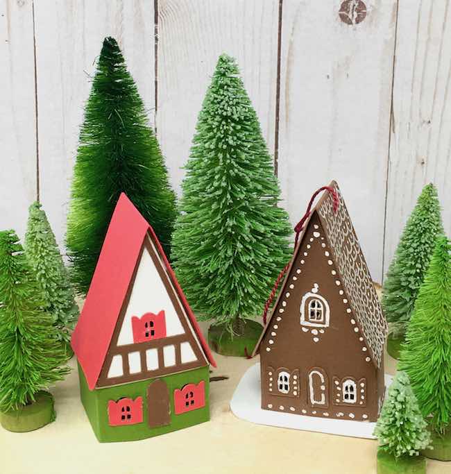 miniature swiss chalet ornaments for holiday decor