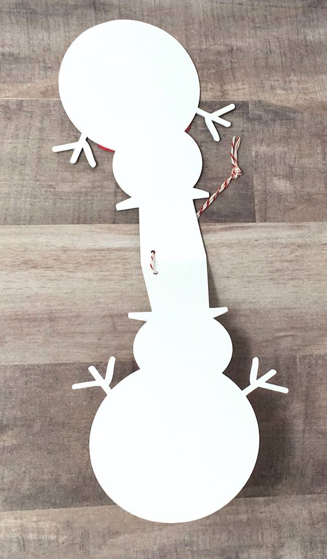 opened snowman gift tag