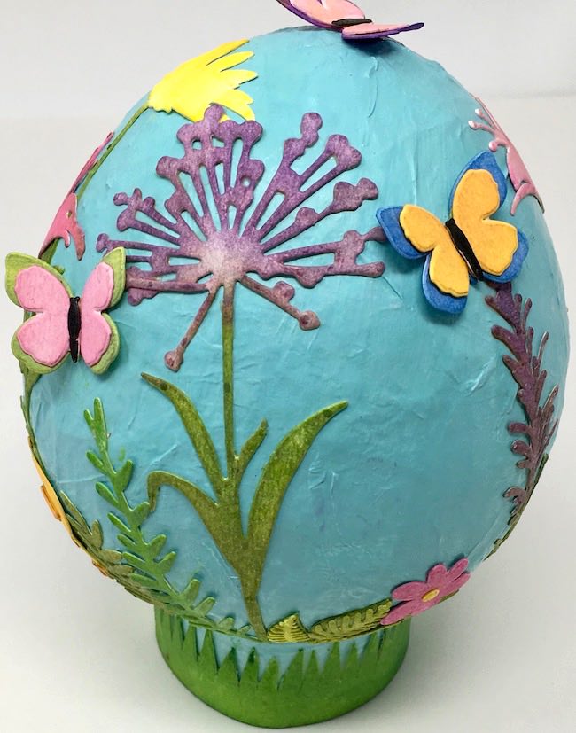 paper mache easter egg added butterflies tutorial DIY