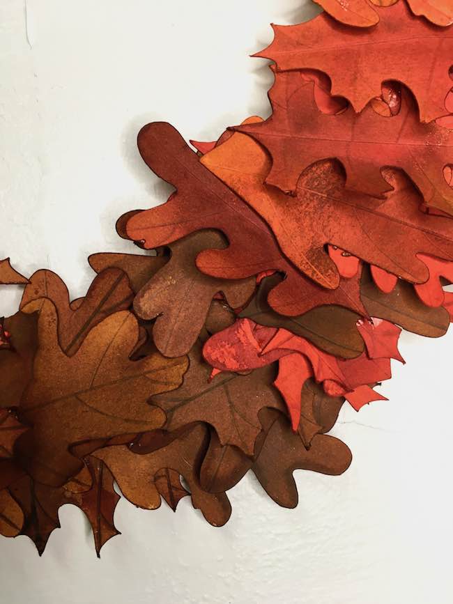 red to brown ombre paper leaves