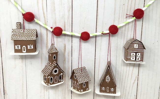 tiny houses on easy garland paper straws felt balls